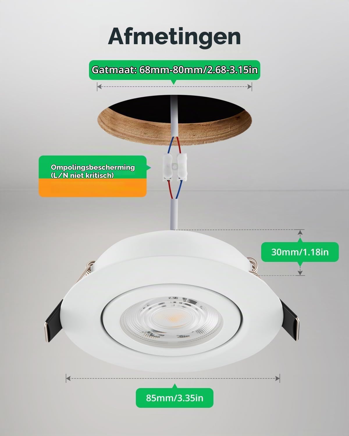Thumbnail 3 de Bojim 73867511 LED-inbouwspots, dimbaar, 7 W, IP44, set van 6