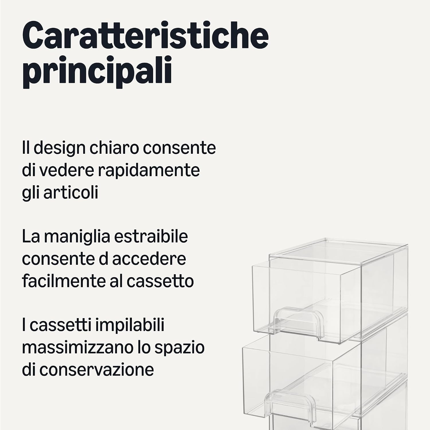 Thumbnail 1 de Organizzatore trucco Amazon Basics impilabile con cassetti in plastica trasparente (pack da 4)
