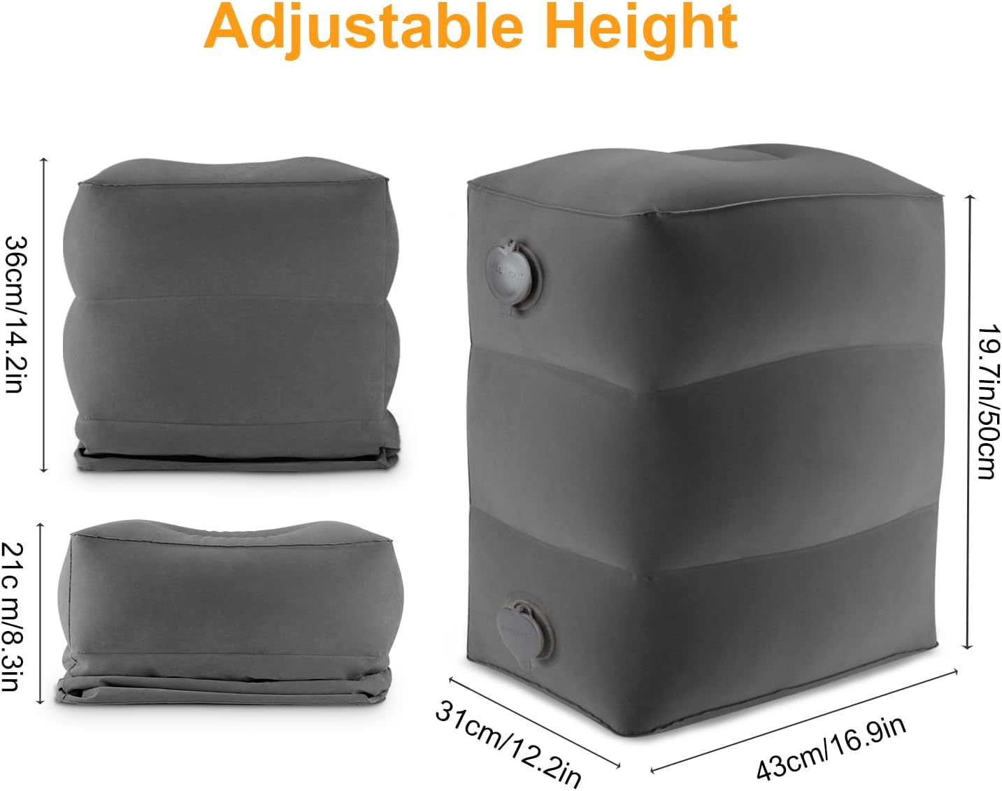 Detalle de Maliton Airplane Footrest Inflatable Foot Rest for Kids (Dark Grey, Adjustable Height)
