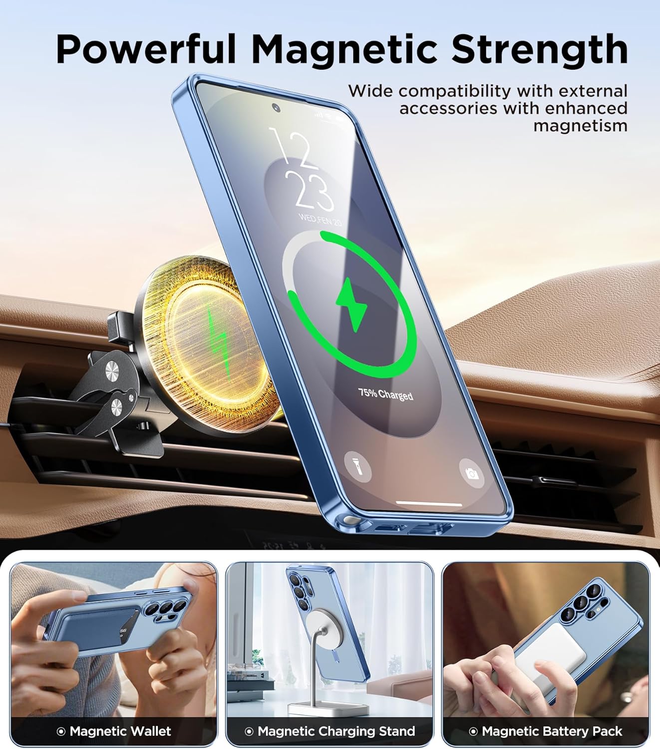 Thumbnail 2 de Magnetic Case for Samsung Galaxy S26 Ultra with Screen Protector (MagSafe, Full Camera Protection) — Sky Blue/Clear