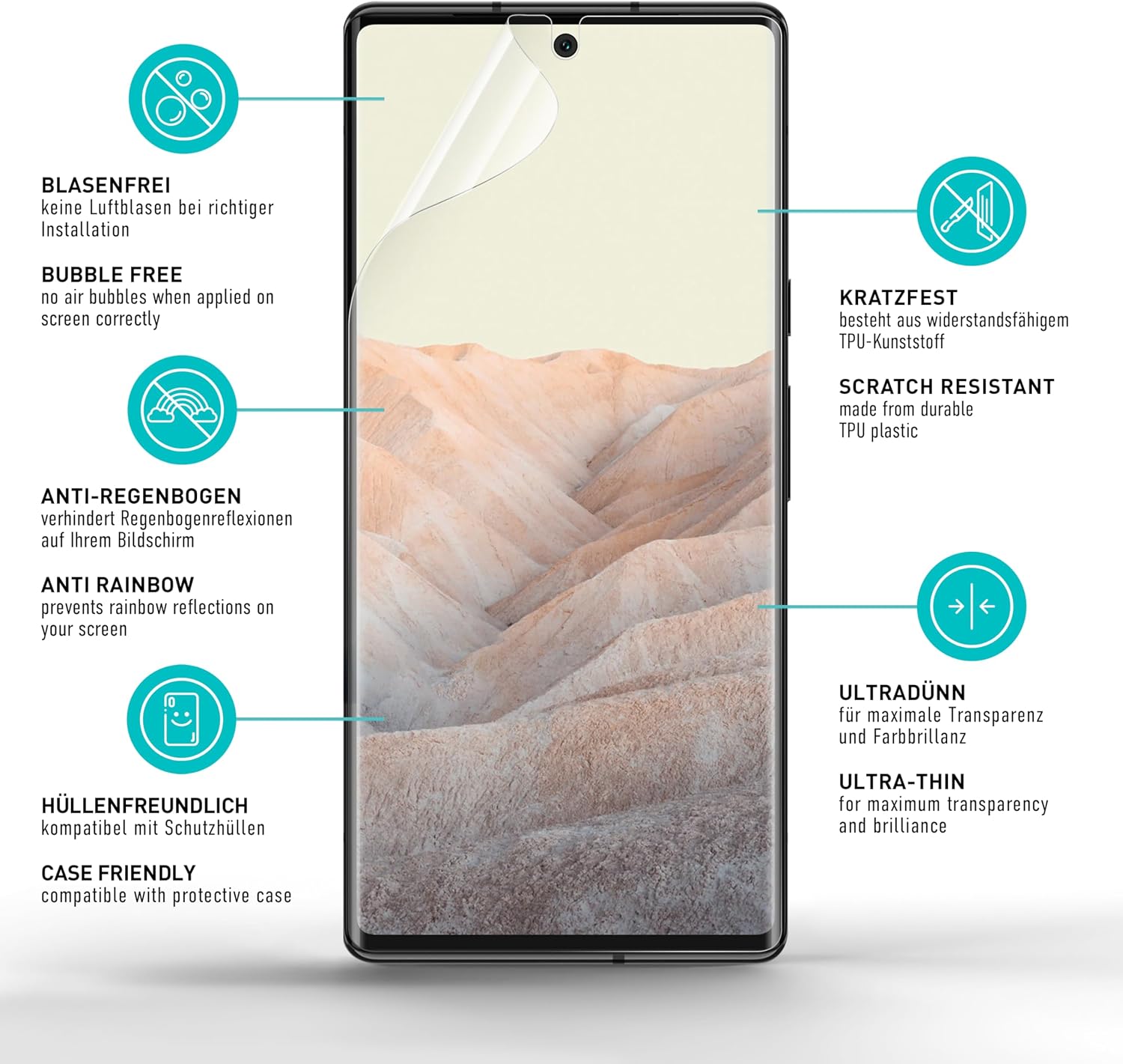 Thumbnail 4 de SmarTect TPU Screen Protector for Google Pixel 7 Pro, 2 Films + 2 Camera Covers