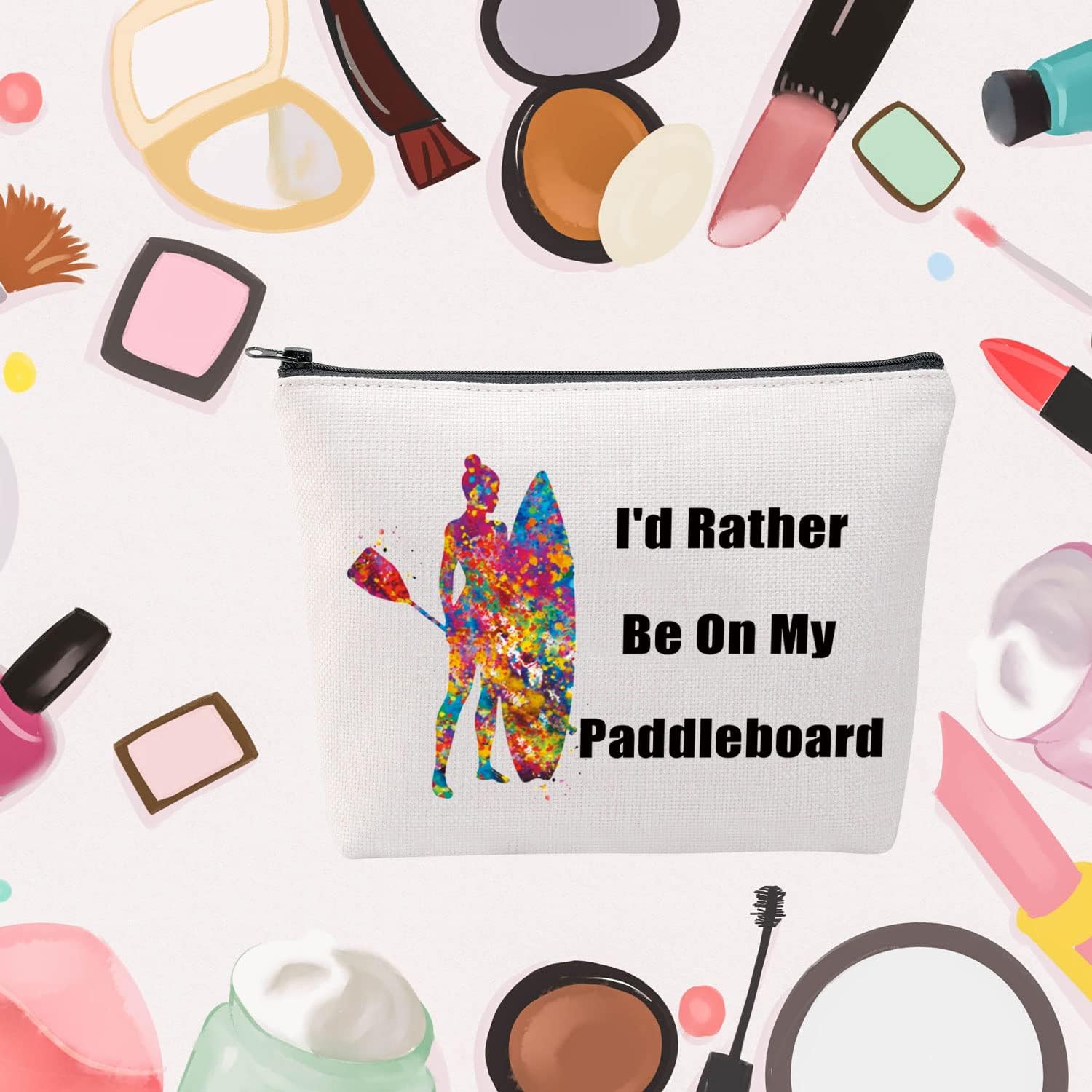 Thumbnail 6 de Funny Paddle Board Cosmetic Bag – I'd Rather Be On My Paddleboard Makeup Zipper Bag