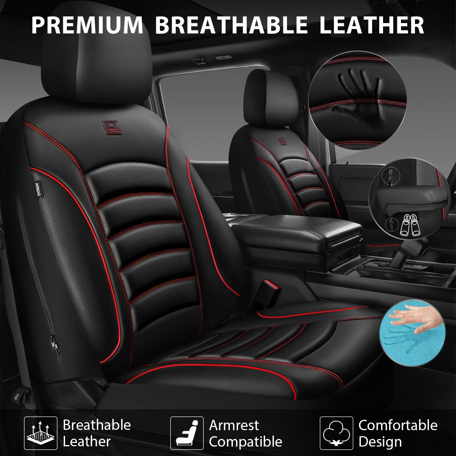 Detalle 2 de CAR PASS 3D Foam PU Leather Seat Covers — Universal