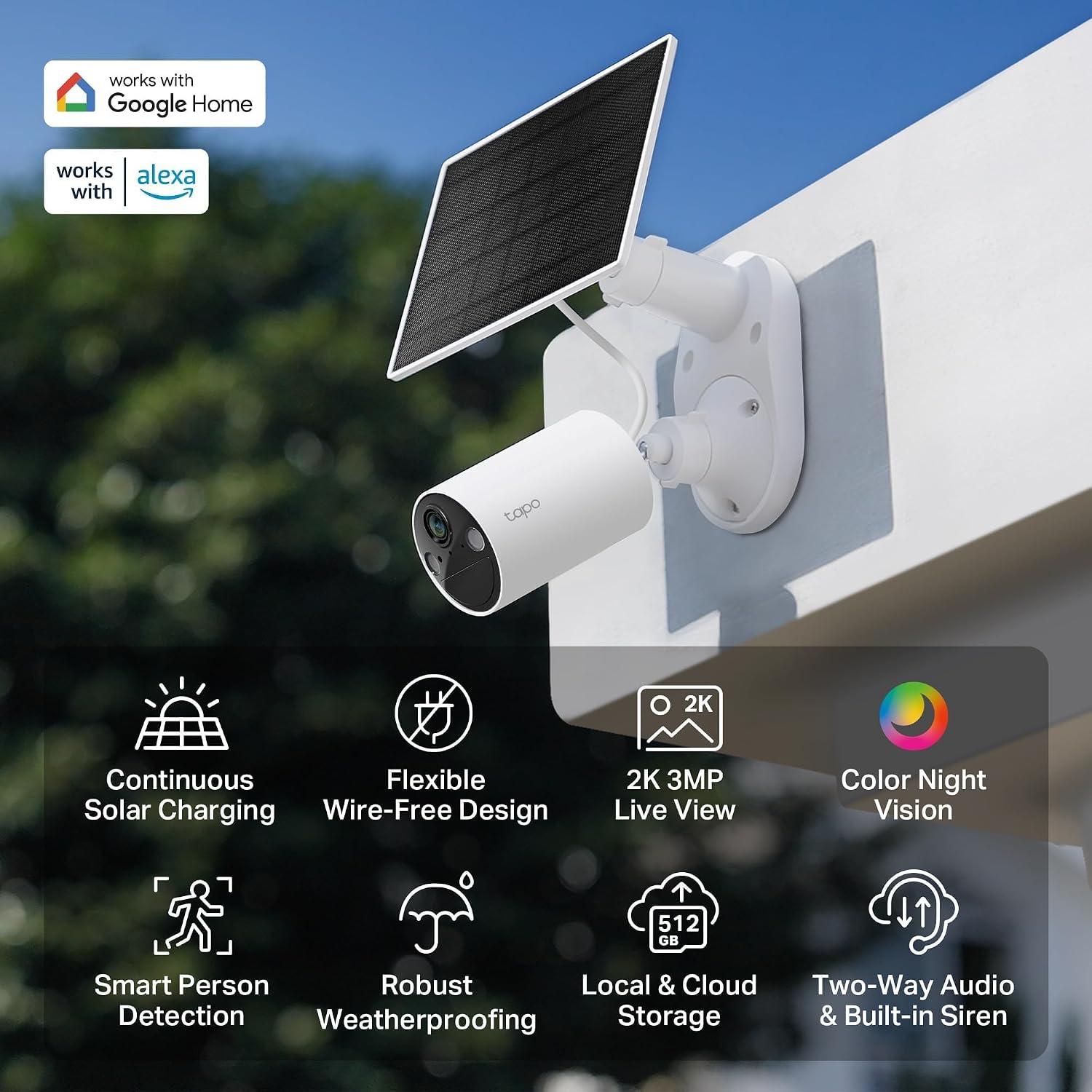 Detalle 2 de Tapo TC82 2K 3MP Battery Solar Security Camera