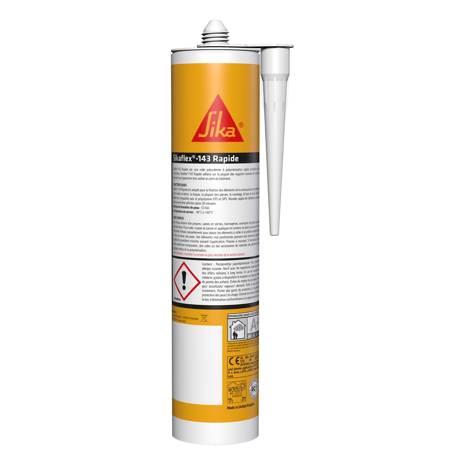 Detalle de SikaFlex 143 Rapide – Colle-mastic à prise rapide, 290 ml, blanc