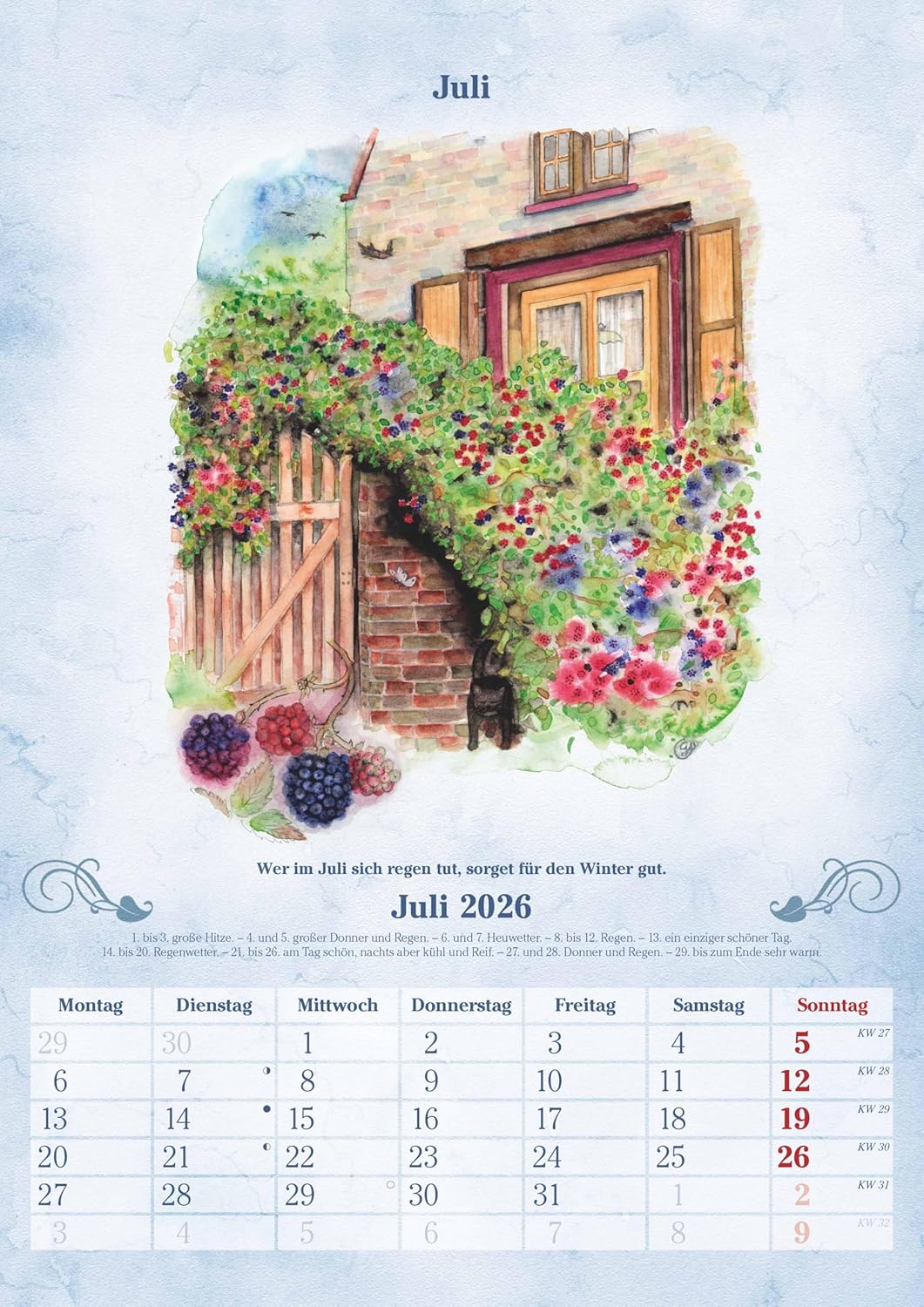 Thumbnail 6 de Alpha Edition 100-jähriger Kalender 2026 – Wetterkalender mit Bauernregeln, 29,7 x 42 cm