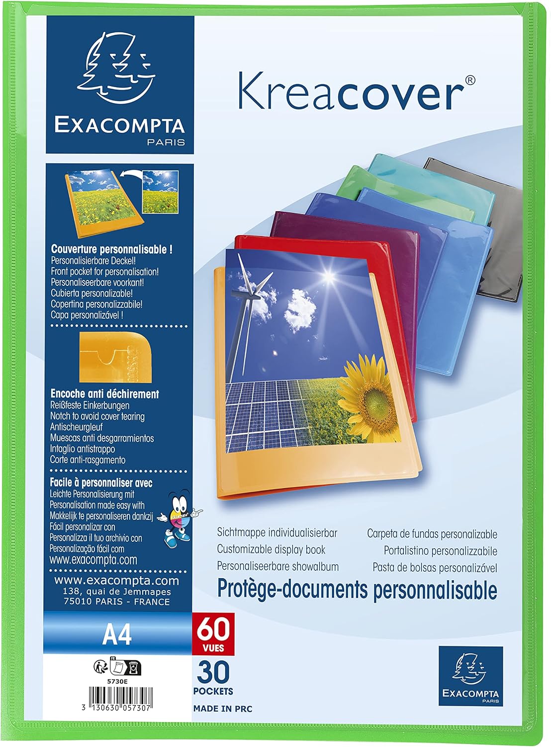 Thumbnail 4 de Exacompta Kreacover Chromaline 5730E – 30 pochettes A4, 60 vues, 24 x 32 cm, 8 couleurs aléatoires