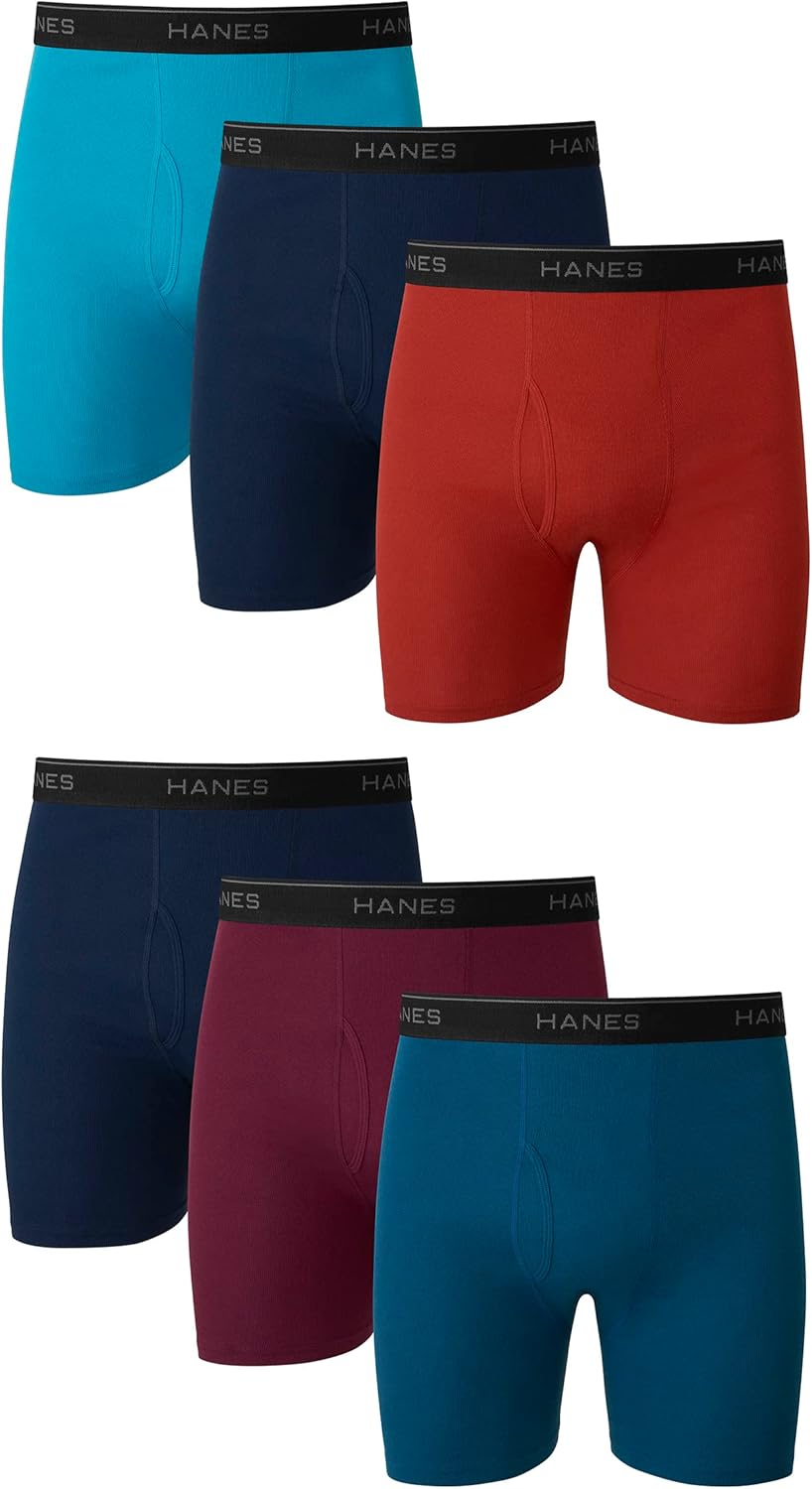 Thumbnail 6 de Hanes Men’s Fresh Cotton Breathable Boxer Briefs (Comfort Flex Waist, Moisture-Wicking, No-Ride-Up) Pack