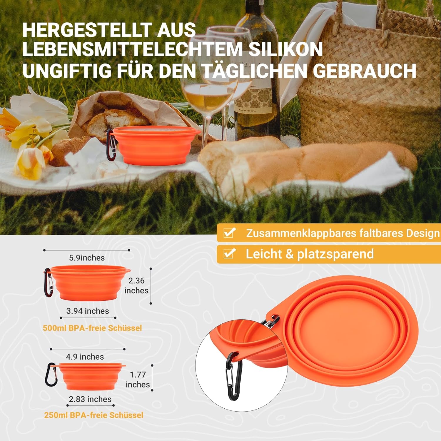 Detalle de KingCamp Camping Geschirr Set – 22-teiliges Edelstahl-Set für 3 Personen