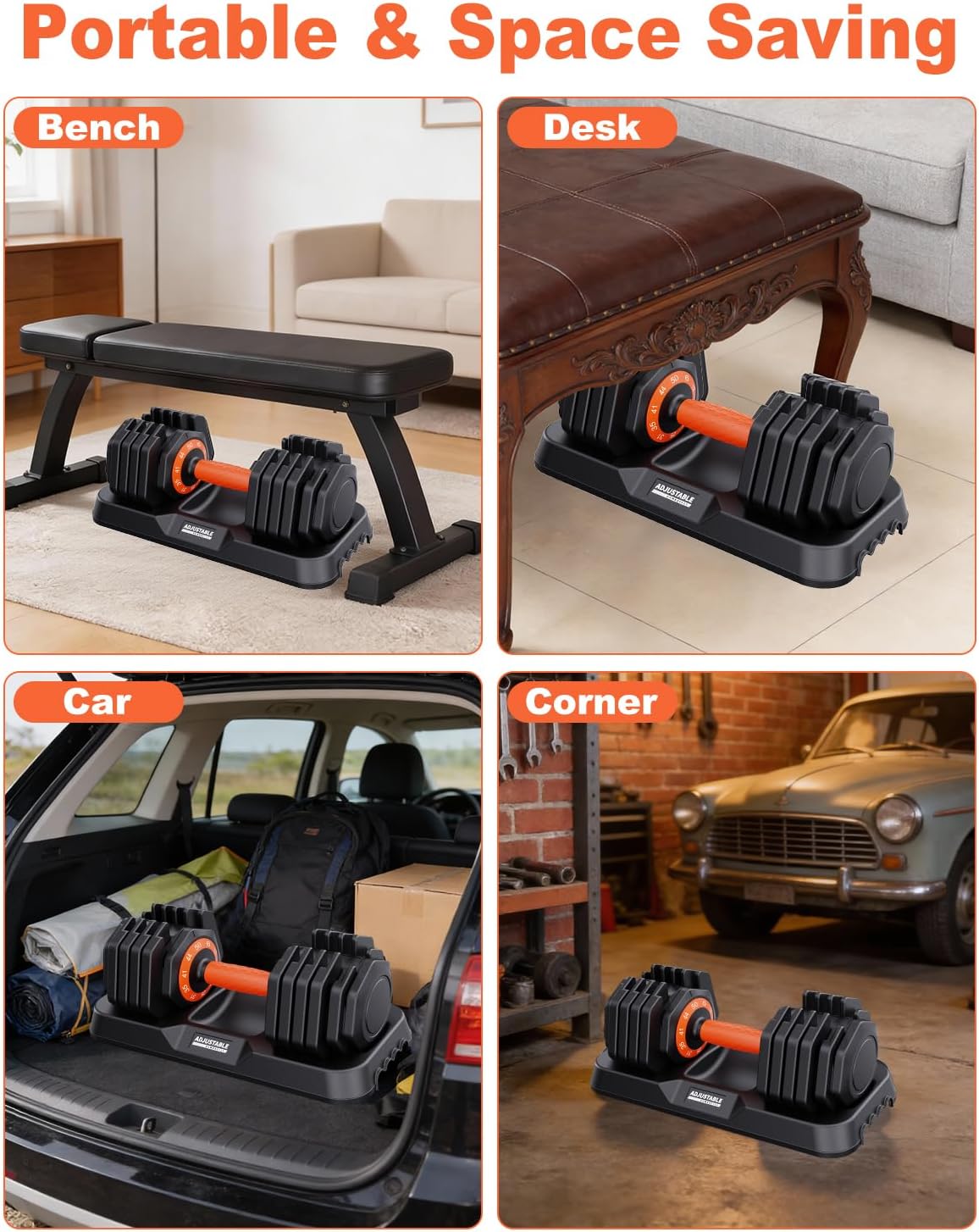 Thumbnail 6 de WLR 10-in-1 Adjustable Dumbbell Set with Quick-Dial Weights and Silicone Grip