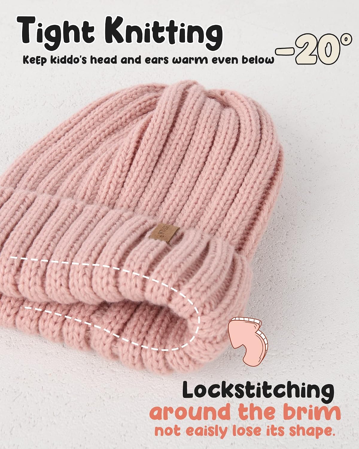 Detalle de FURTALK Kids Knit Beanie in Acrylic