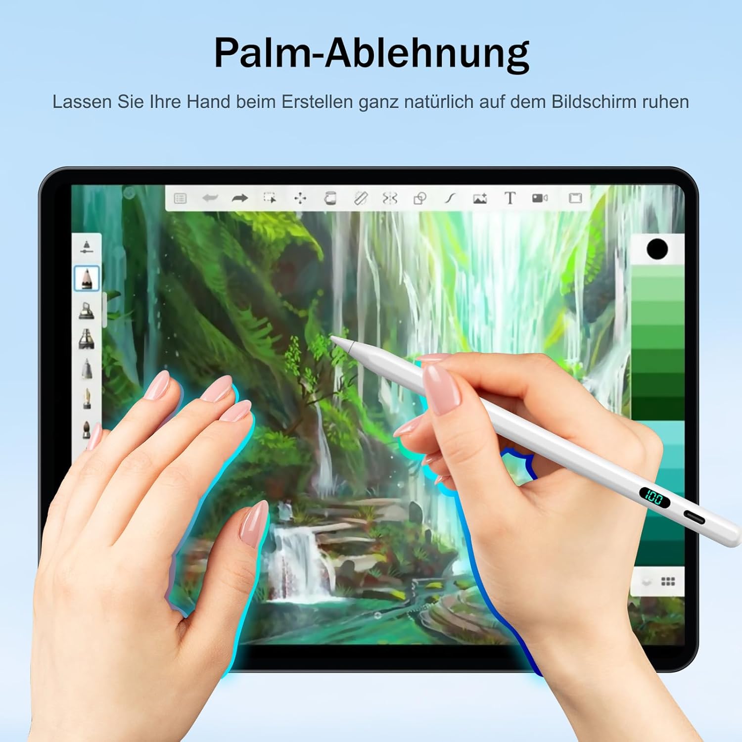 Detalle de FOJOJO Stift für iPad (2025–2018) mit LED-Ladeanzeige – Pencil für iPad 11/13, Air, Pro und mini