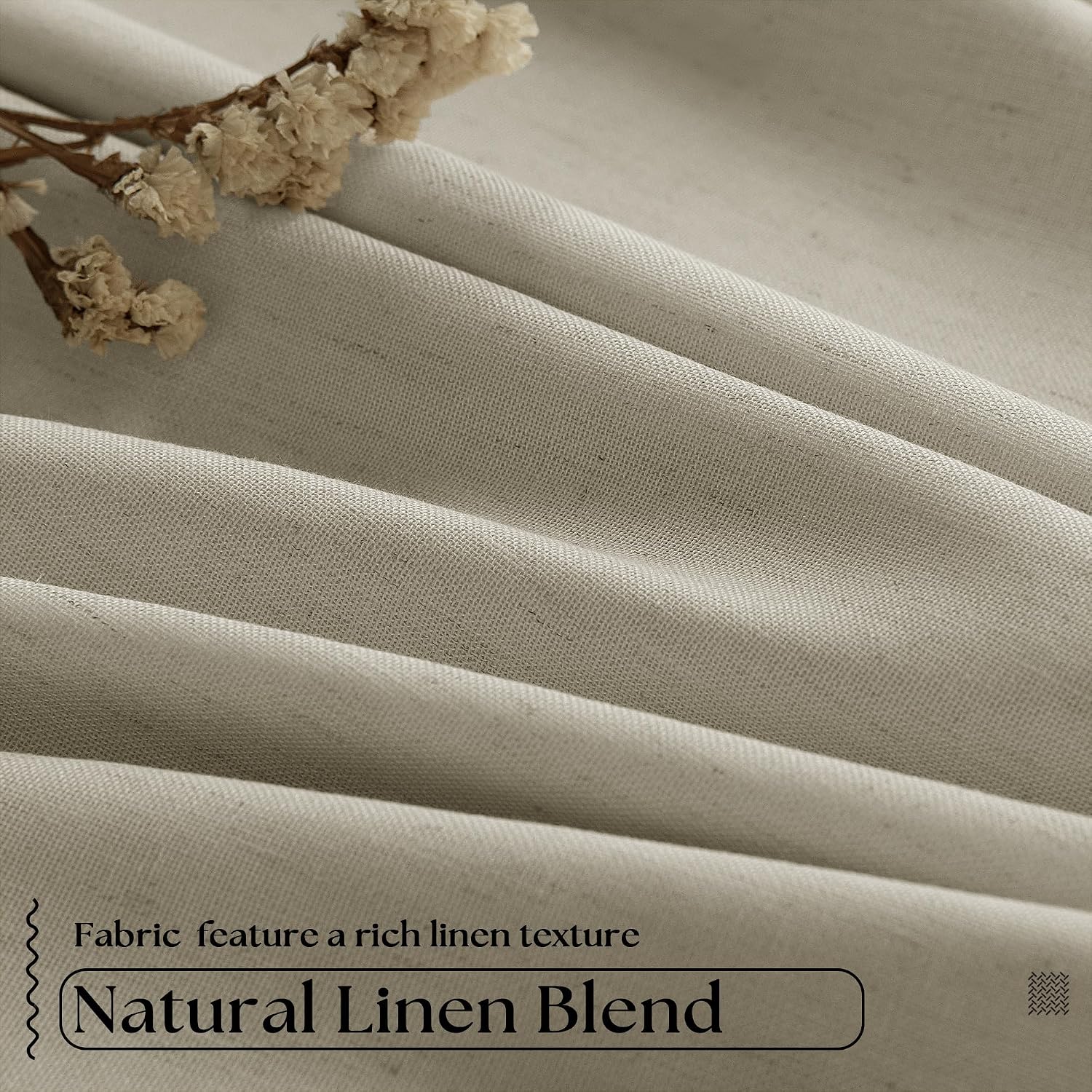 Thumbnail 4 de Greyish Beige Pinch Pleated Linen Blackout Curtains 96
