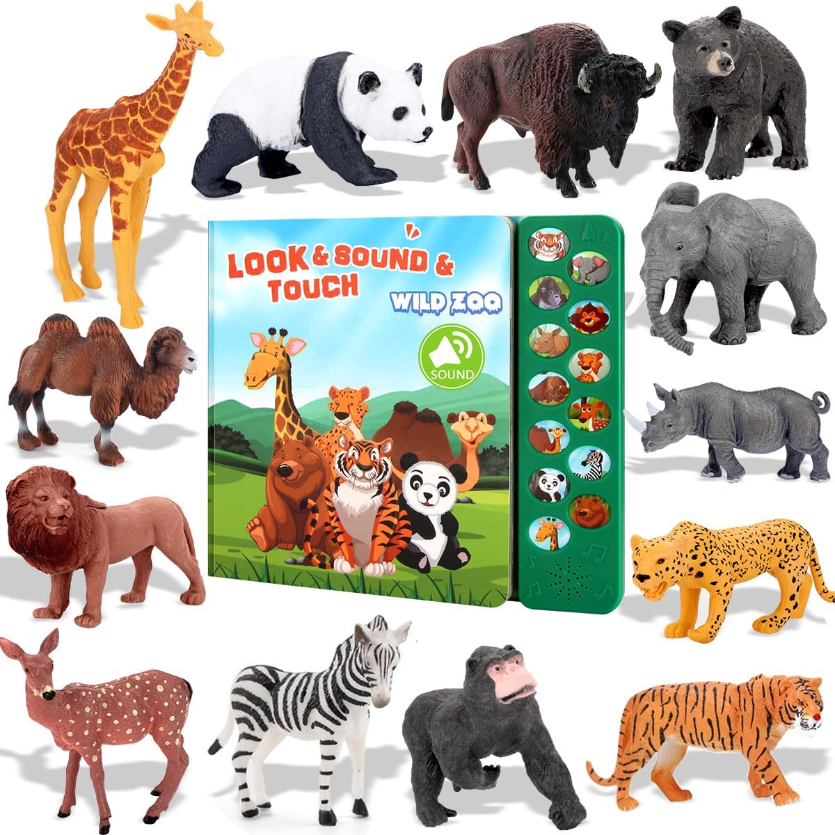 Detalle 1 de Tudoccy Safari Animal Figures, 23-Piece Set
