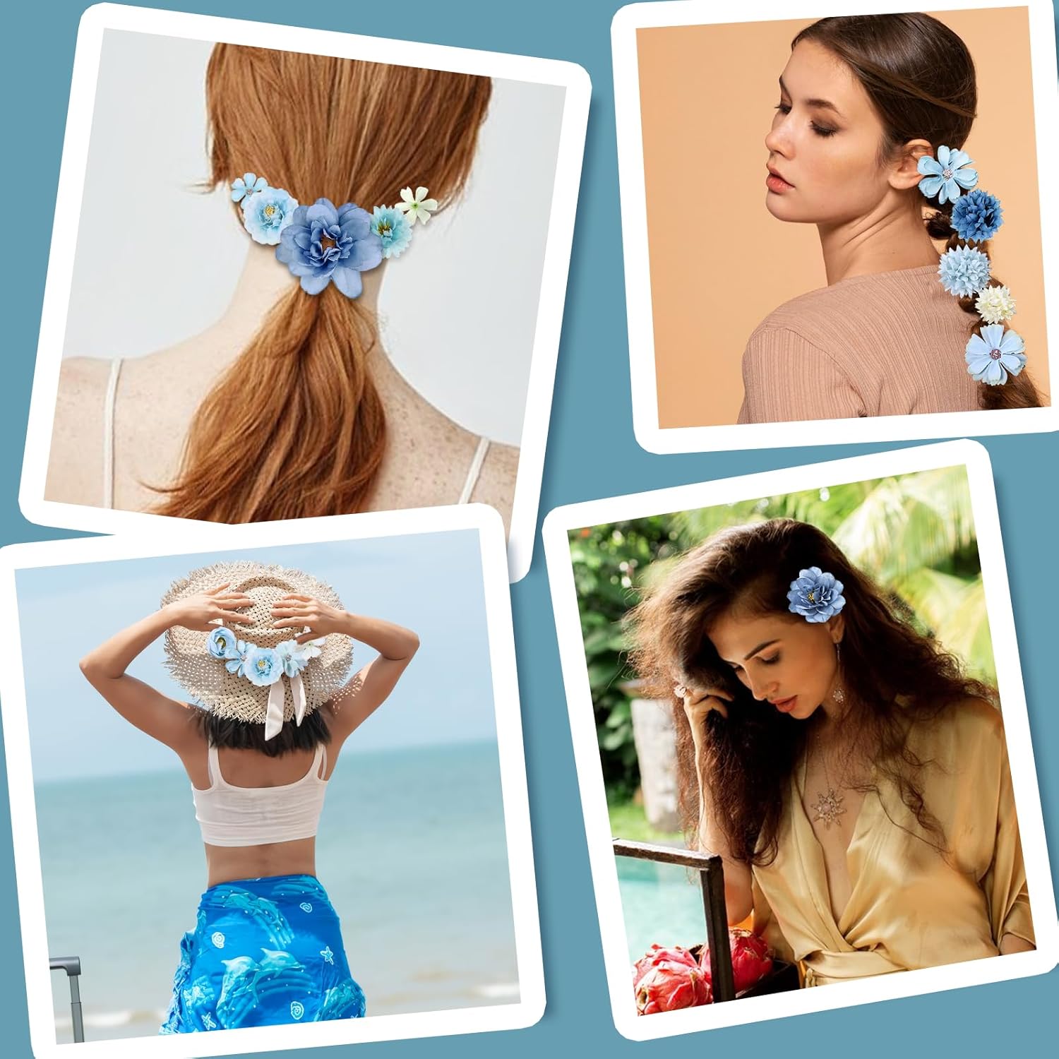 Thumbnail 6 de Hurifeng Blumen-Haarklammer Blau – Haarschmuck-Blume für Damen und Mädchen