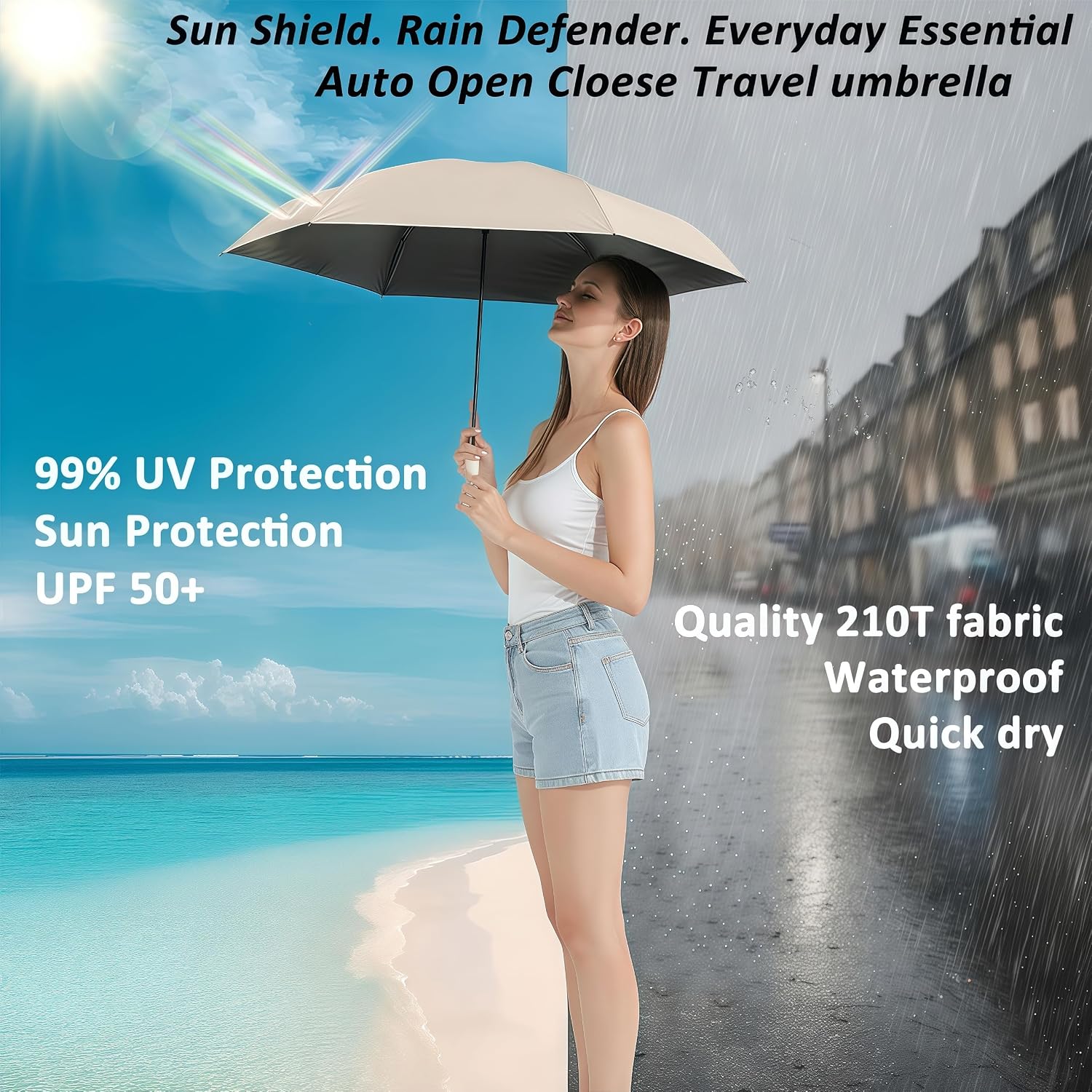 Detalle de BAODINI travel umbrella with UV 50+ protection