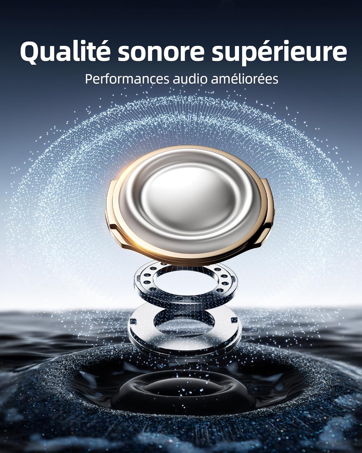 Detalle 2 de ECLVOX Écouteurs Bluetooth sans Fil Sport – 80H d’autonomie, Crochets d’Oreille et Affichage LED