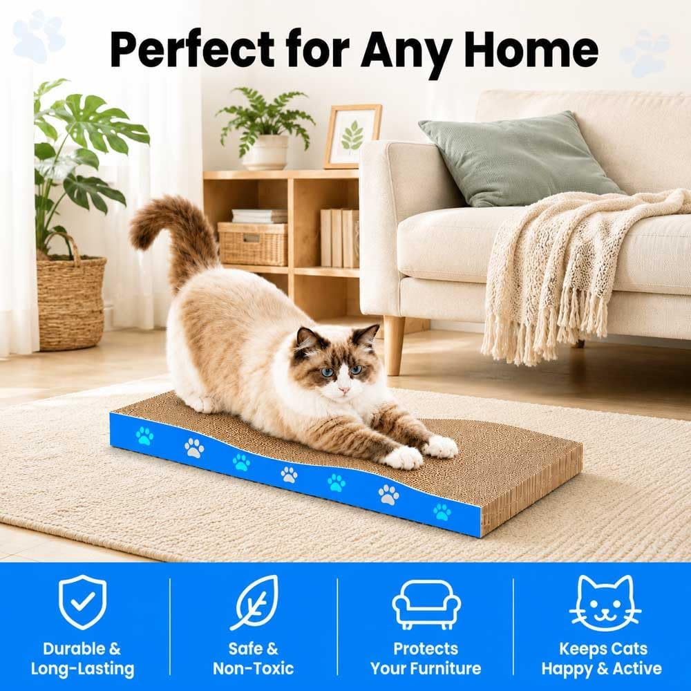 Detalle de Petslucent Cat Scratching Board: Double-Sided Corrugated Cardboard Scratcher (Medium, 2 Pack) with Catnip