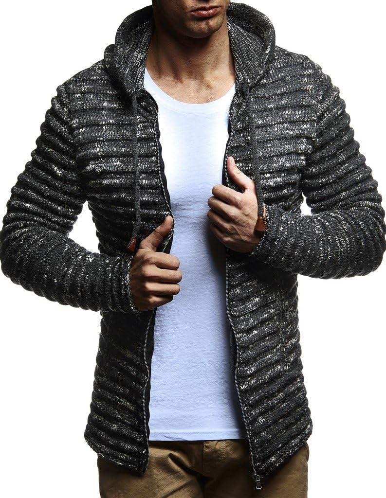 Thumbnail 6 de Leif Nelson Giacca uomo in maglia con cappuccio cardigan LN-20724