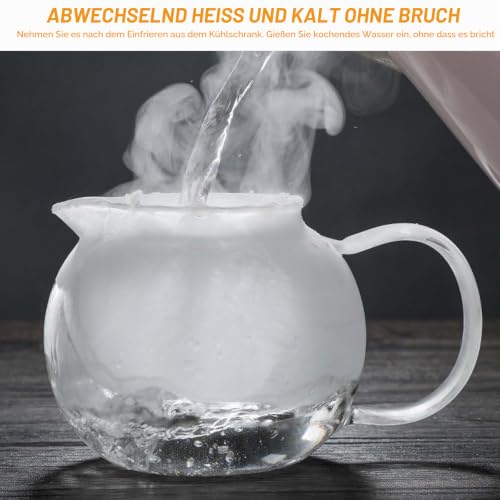 Detalle de GBKDQQ Glas Teekanne mit Stövchen Set, 1300 ml – Borosilikatglas, Siebeinsatz & Teelichtofen