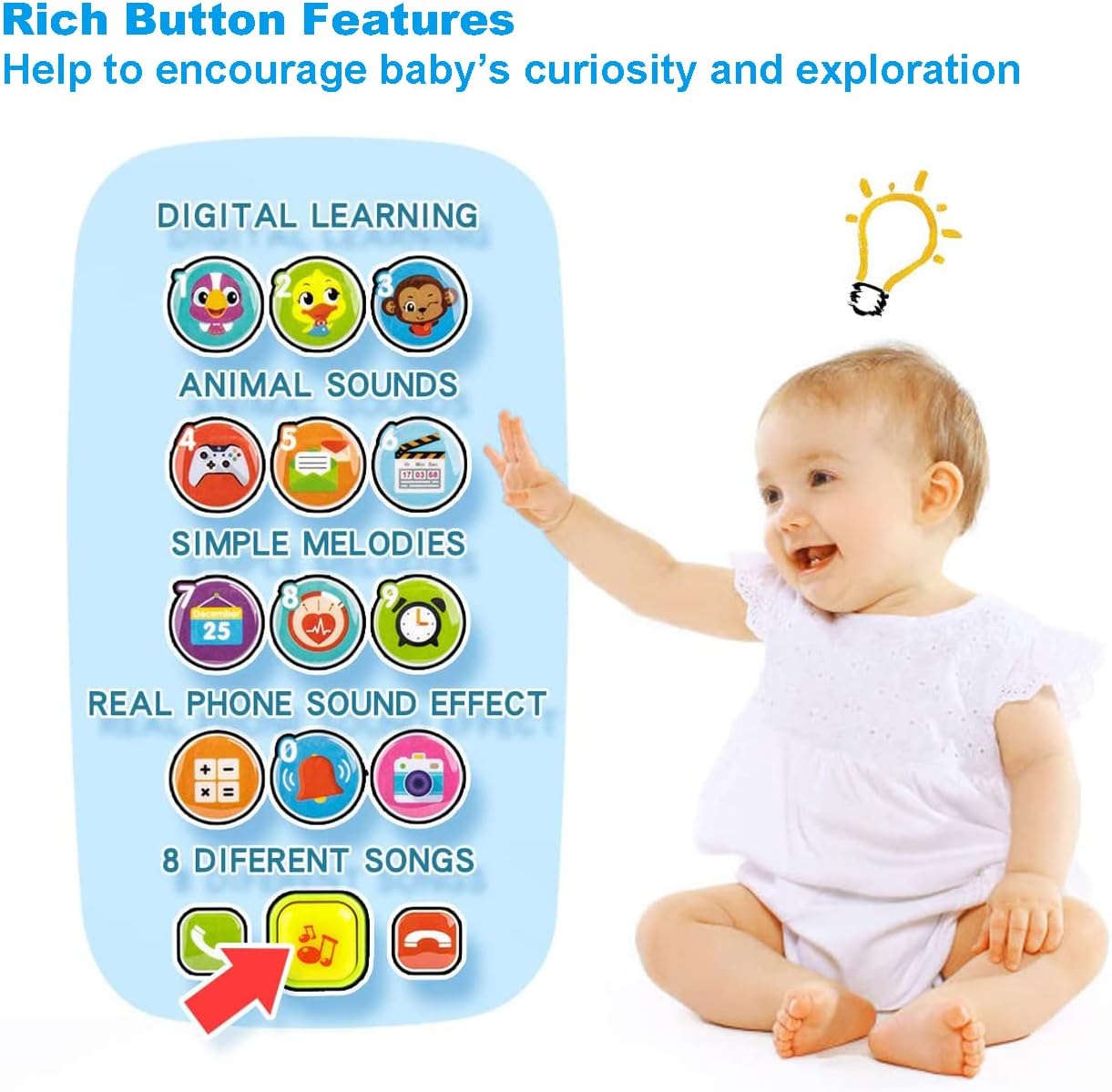 Thumbnail 2 de Baby-Spielzeug Handy ab 1 Jahr – Lernspaß mit Liedern, Geräuschen und blinkenden Lichtern