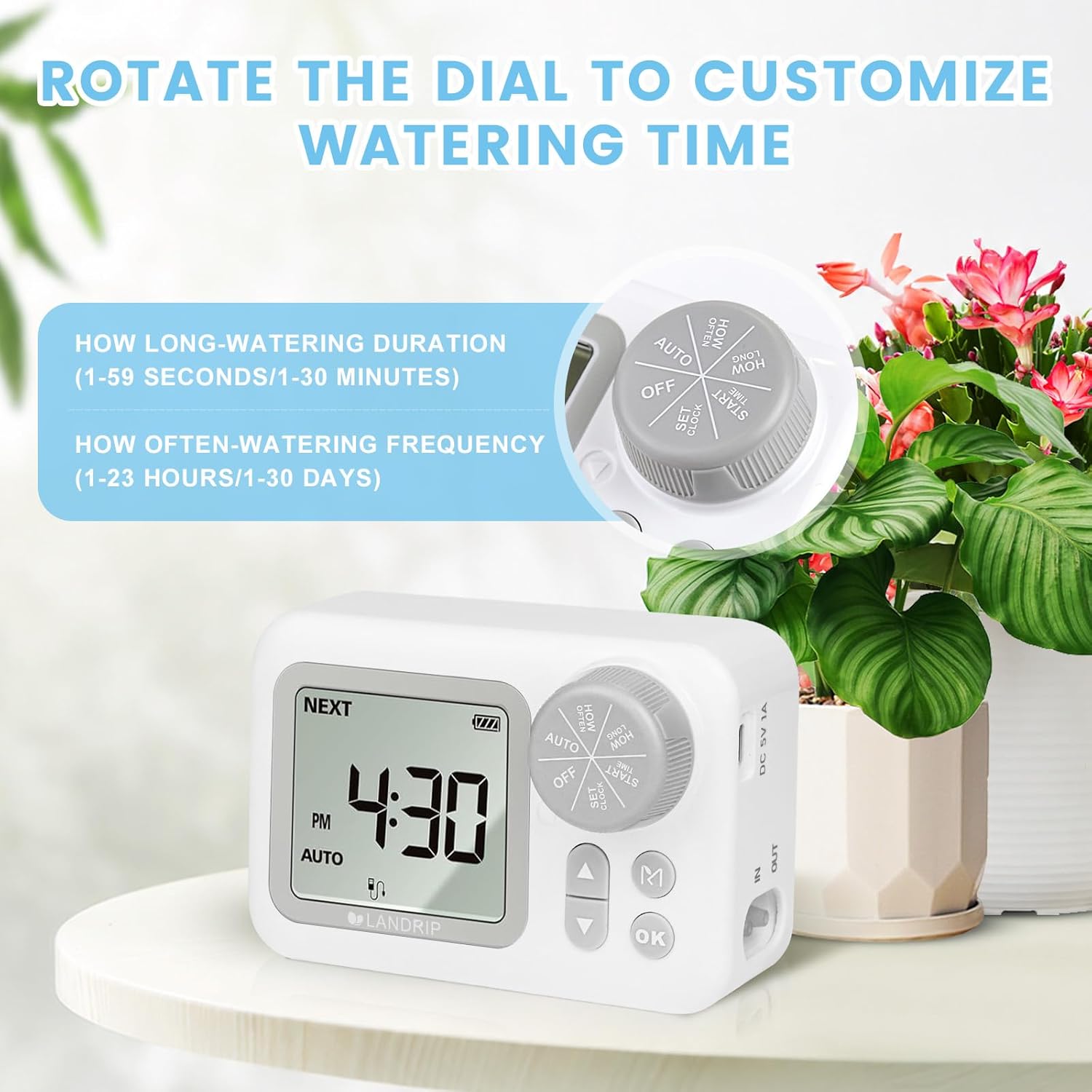 Detalle de Landrip Irrigazione Automatica Vasi: Kit per 15 Piante in Vaso con Controllo LCD