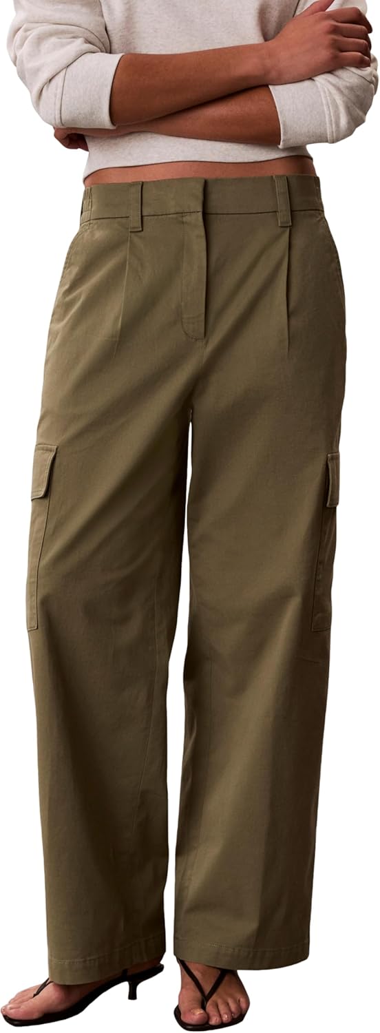 Detalle de Calvin Klein Cotton Ewaist Cargo Pant LV047F623G – Pantaloni casual da donna