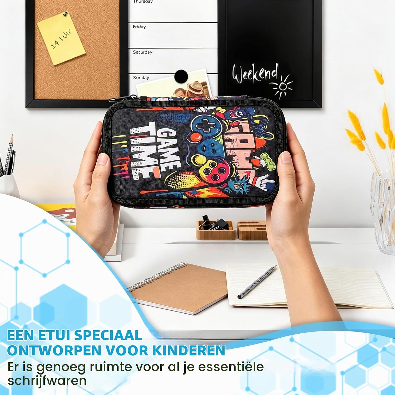 Detalle 2 de WnlahuWA A9B176 etui met 3 vakken, gamecontrollerdesign en schrijfset