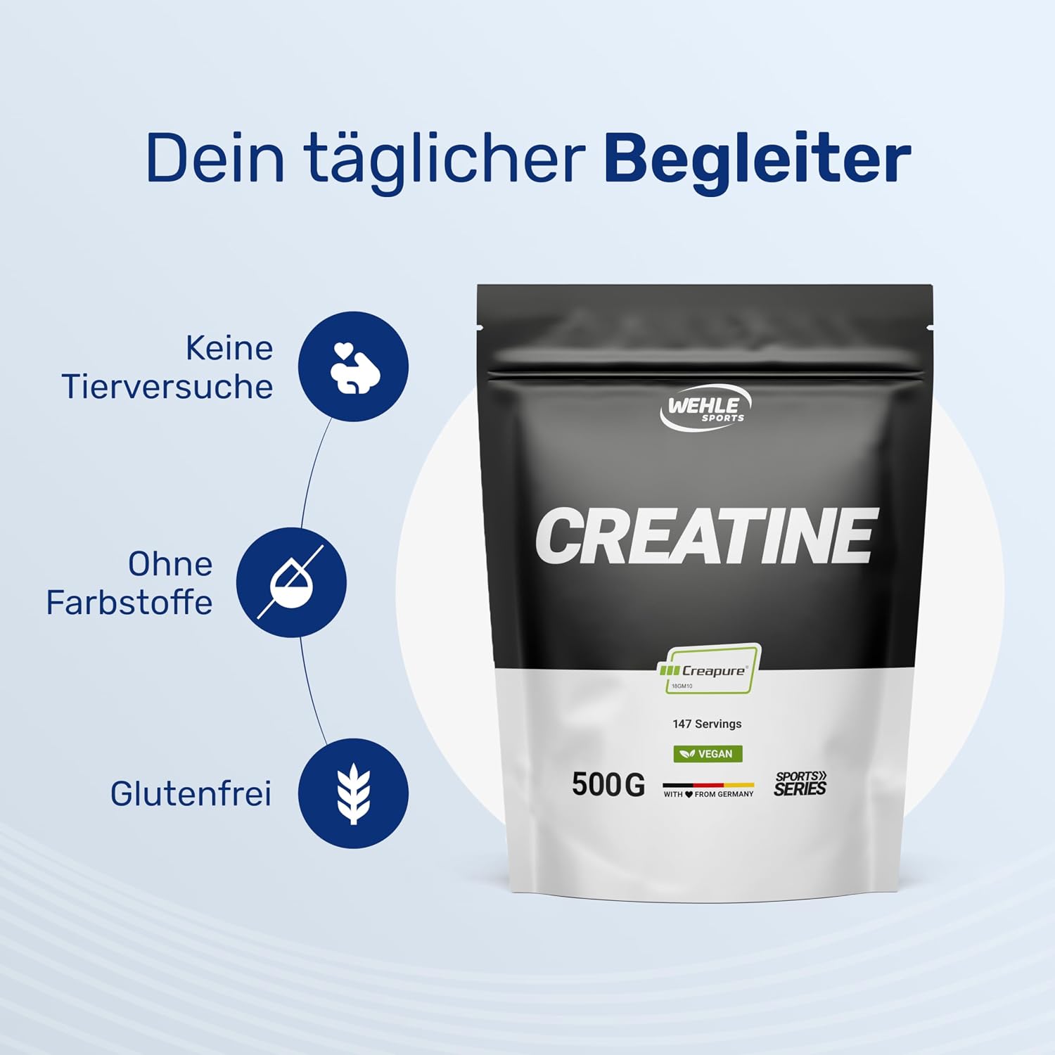 Detalle 2 de Creapure® Creatine Monohydrat Pulver 500 g – Hochdosiert, vegan, in Deutschland abgefüllt