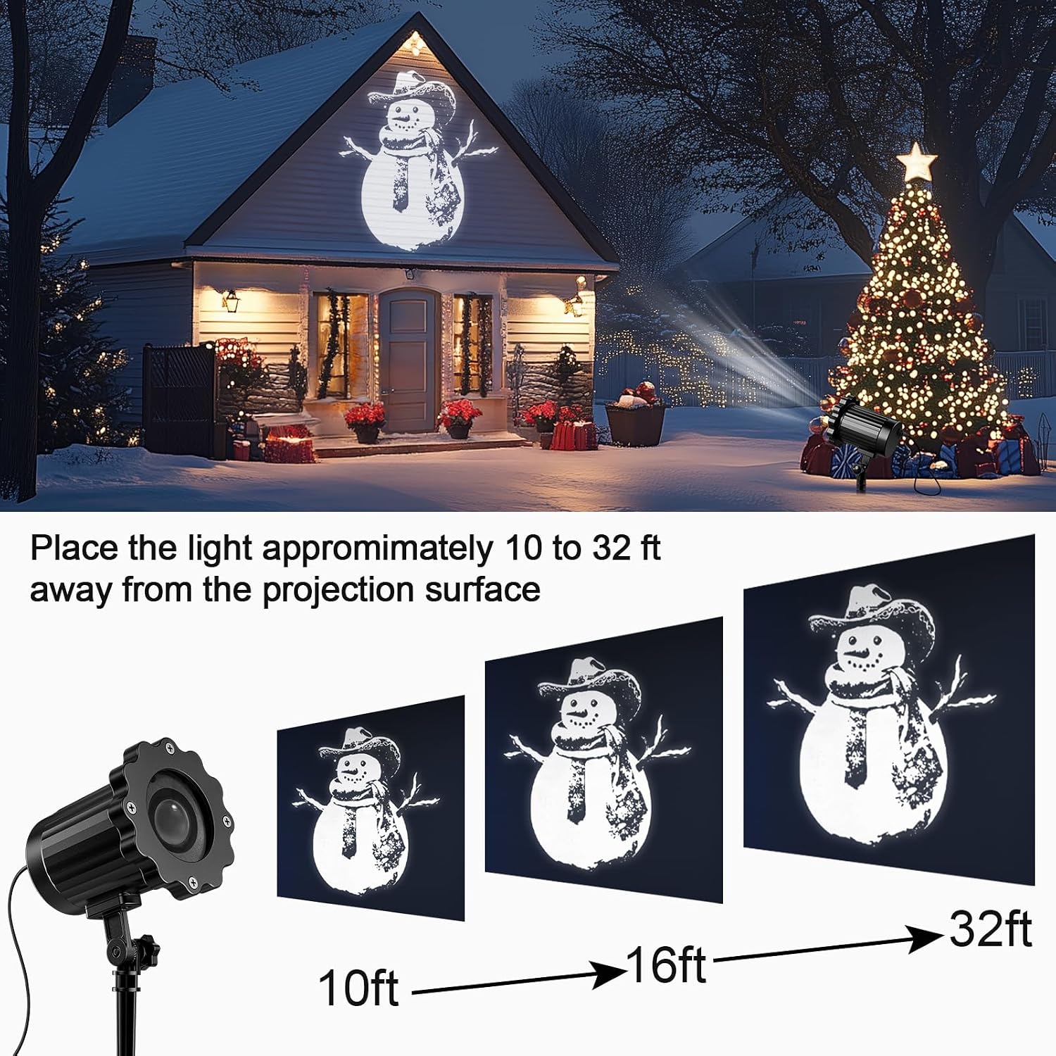 Detalle de Nagudenfo SE369-21 Christmas Projector with 3D Dynamic Snowman and IP55 Protection