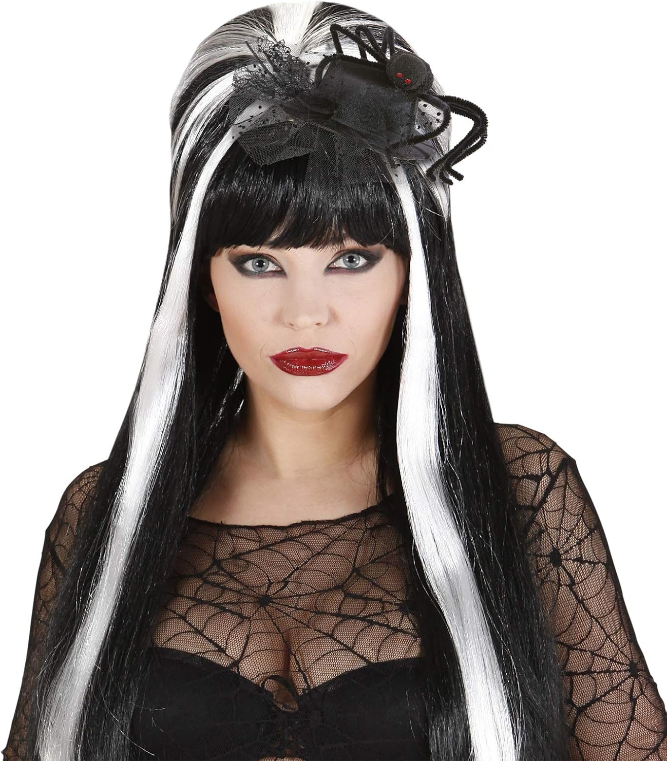 Detalle 2 de Widmann Spider Mini Top Hat with Veil and Red-Eyed Spider