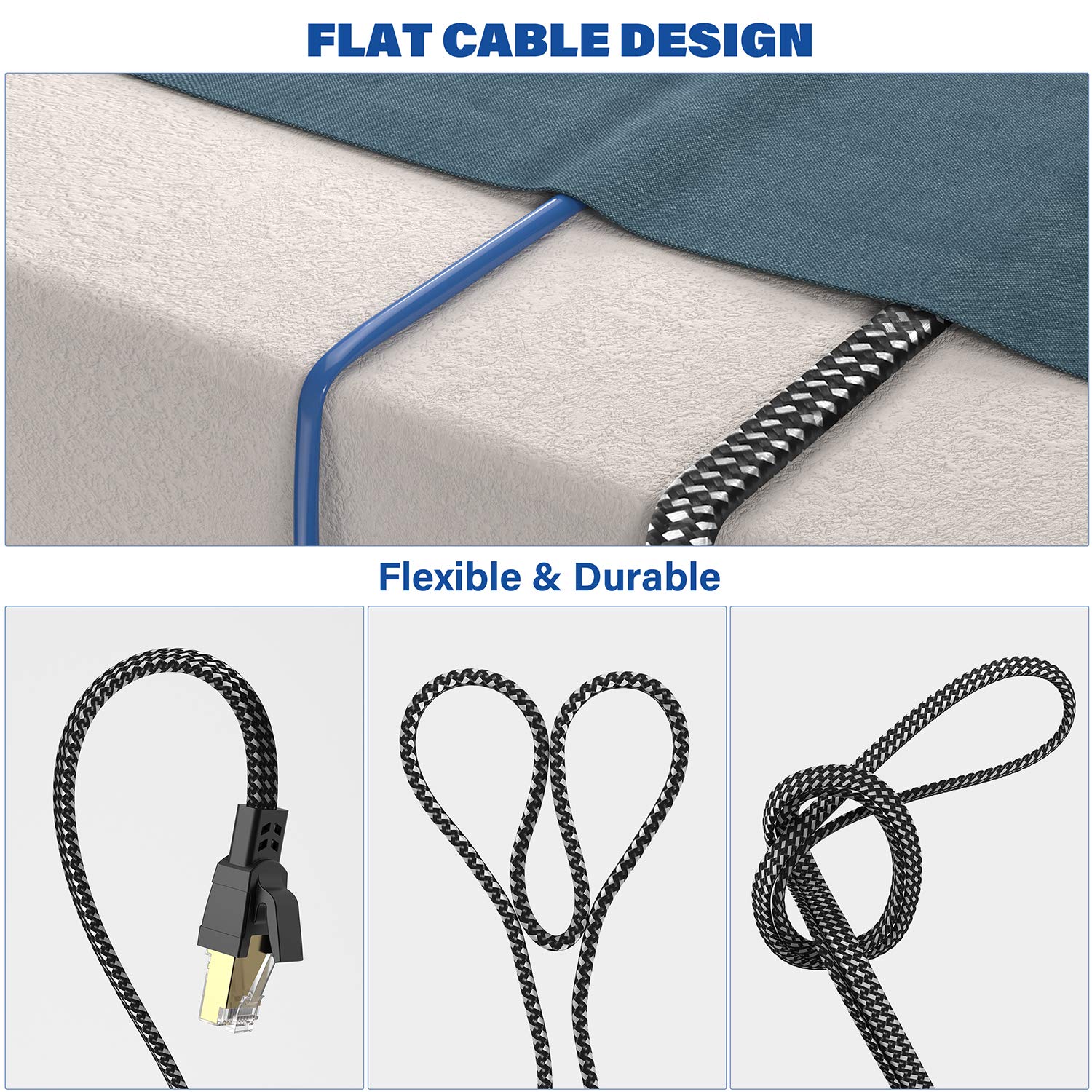 Detalle 2 de Cat 8 Ethernet Cable 6 ft 40Gbps
