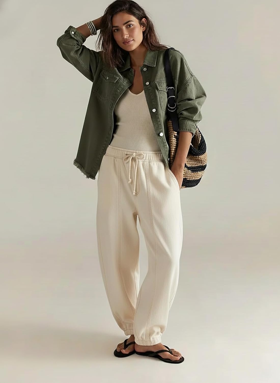 Thumbnail 1 de Dokotoo Women's Oversized Denim Jacket: Casual Distressed Long Sleeve Denim Shirt