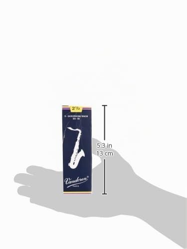 Detalle de Vandoren SR2225 n.2.5 – Caja de 5 cañas tradicional para saxofón tenor