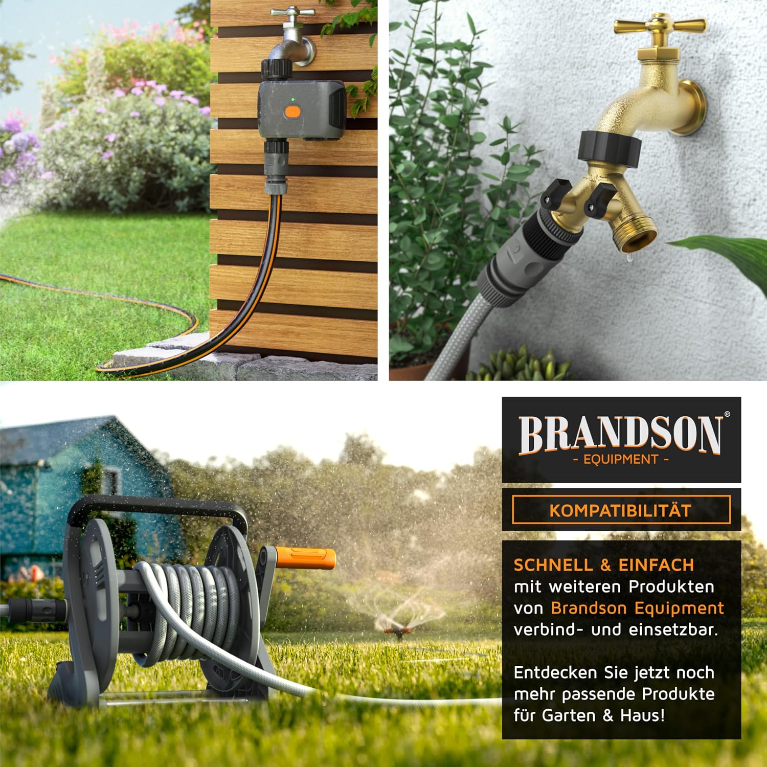 Thumbnail 6 de Brandson Gartensprinkler mit Standfuß aus Metall – 6 Sprühmuster, 200 m² Reichweite