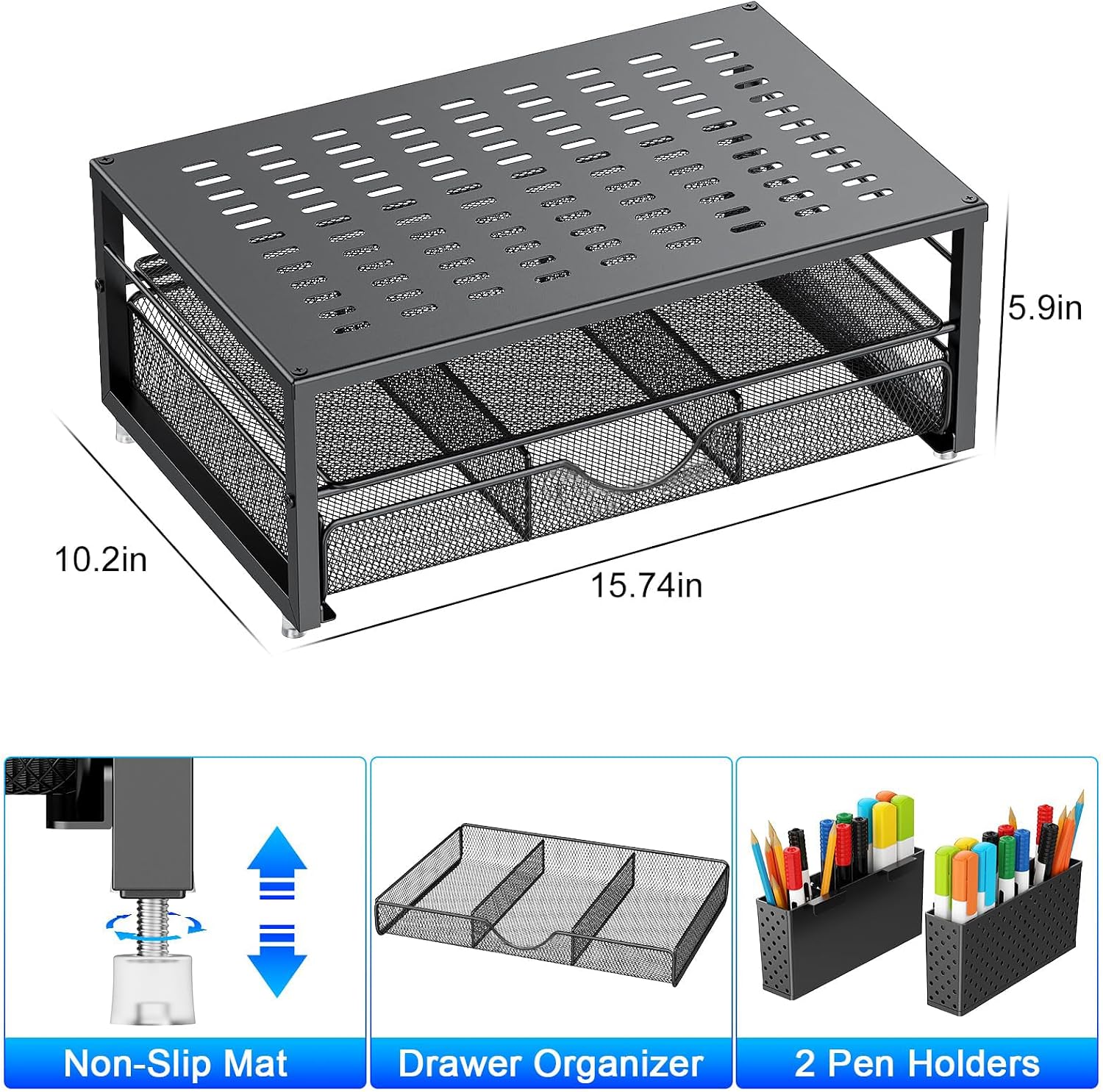 Detalle 1 de Monitor stand riser 2 pen holders