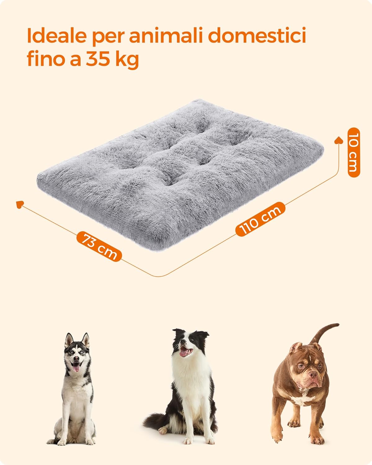 Thumbnail 6 de Feandrea Cuccia per cani in tessuto felpato grigio ombré (PGW203G01) 110 x 73 cm, tappetino morbido e lavabile