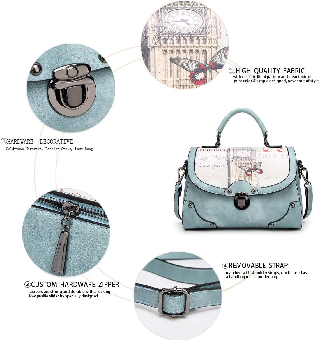 Thumbnail 5 de BUKESIYI Donna Borsa a Tracolla e a Mano Rosa (PU) con tracolla regolabile 120 cm – modello IT77101
