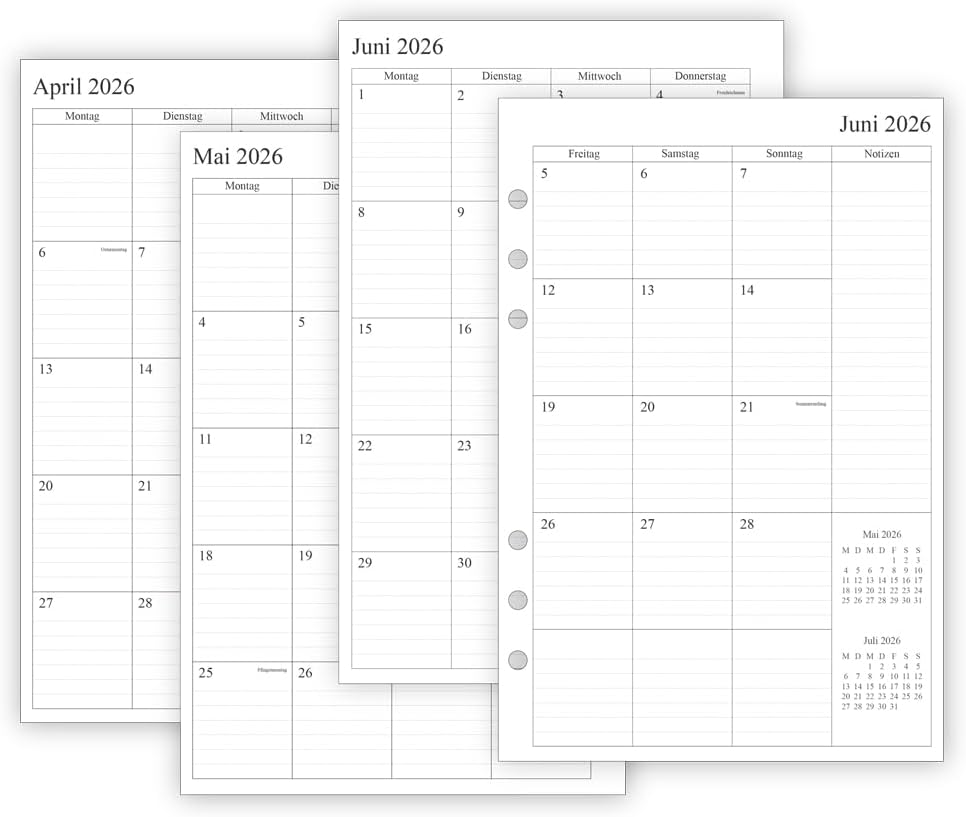 Detalle de newestor 26-27 Wochenplaner Einlage A5 – 1 Woche auf 2 Seiten mit Tabs (Juli 2026 – Juni 2027)