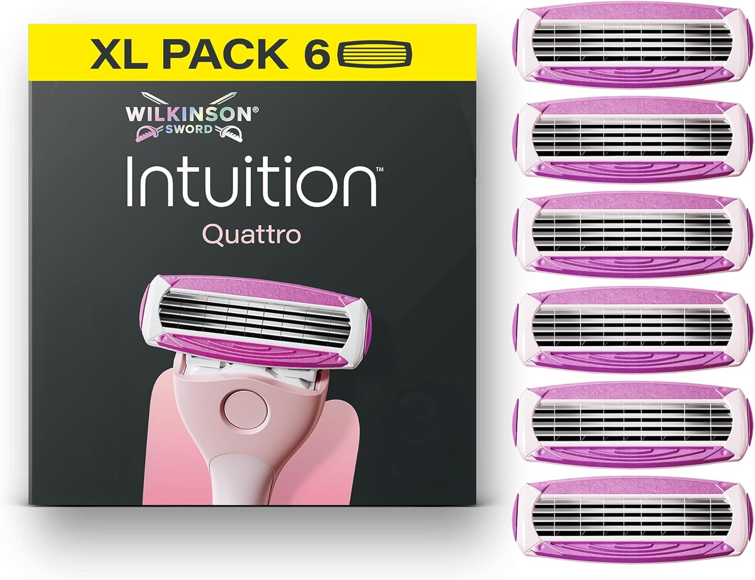 Detalle de Wilkinson Sword Intuition Quattro rasoi da donna, confezione XL + 6 ricariche