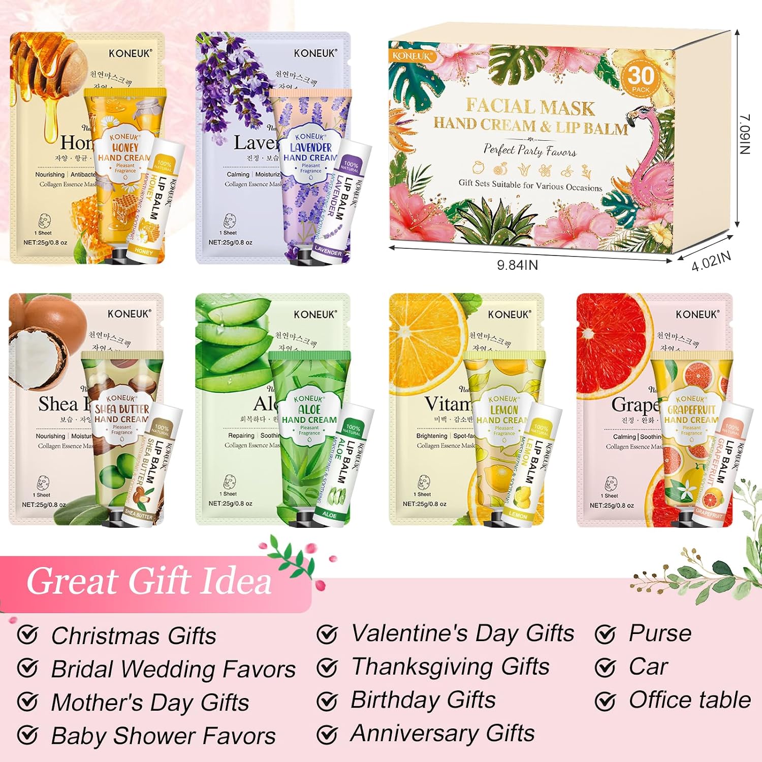 Thumbnail 4 de KONEUK 30-Pack Bulk Facial Mask, Hand Cream & Lip Balm Sets for Easter Baskets, Teachers, Nurses & More