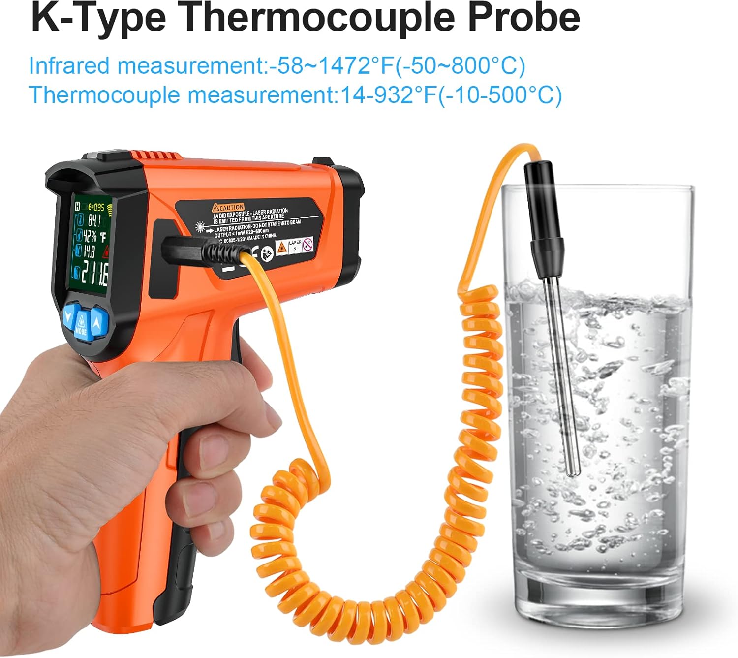 Thumbnail 1 de MESTEK Infrared Thermometer Gun −58°F to 1472°F