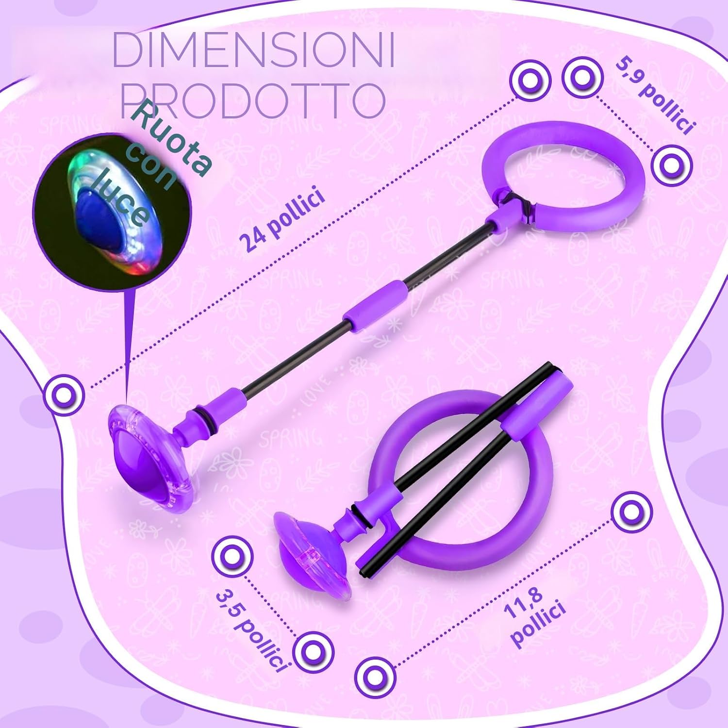 Detalle 2 de Chimoo Caviglia di Salto Pieghevole: Anello di Salto Viola per Bambini, 5–10 Anni