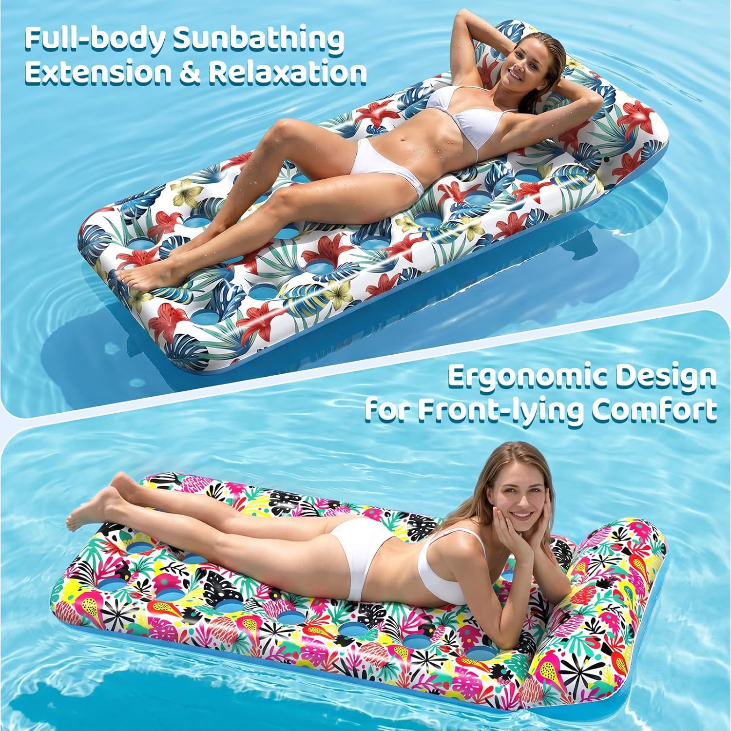 Detalle 2 de IRUIRUI 2 Pack Oversized Pool Floats for Adults with Headrest