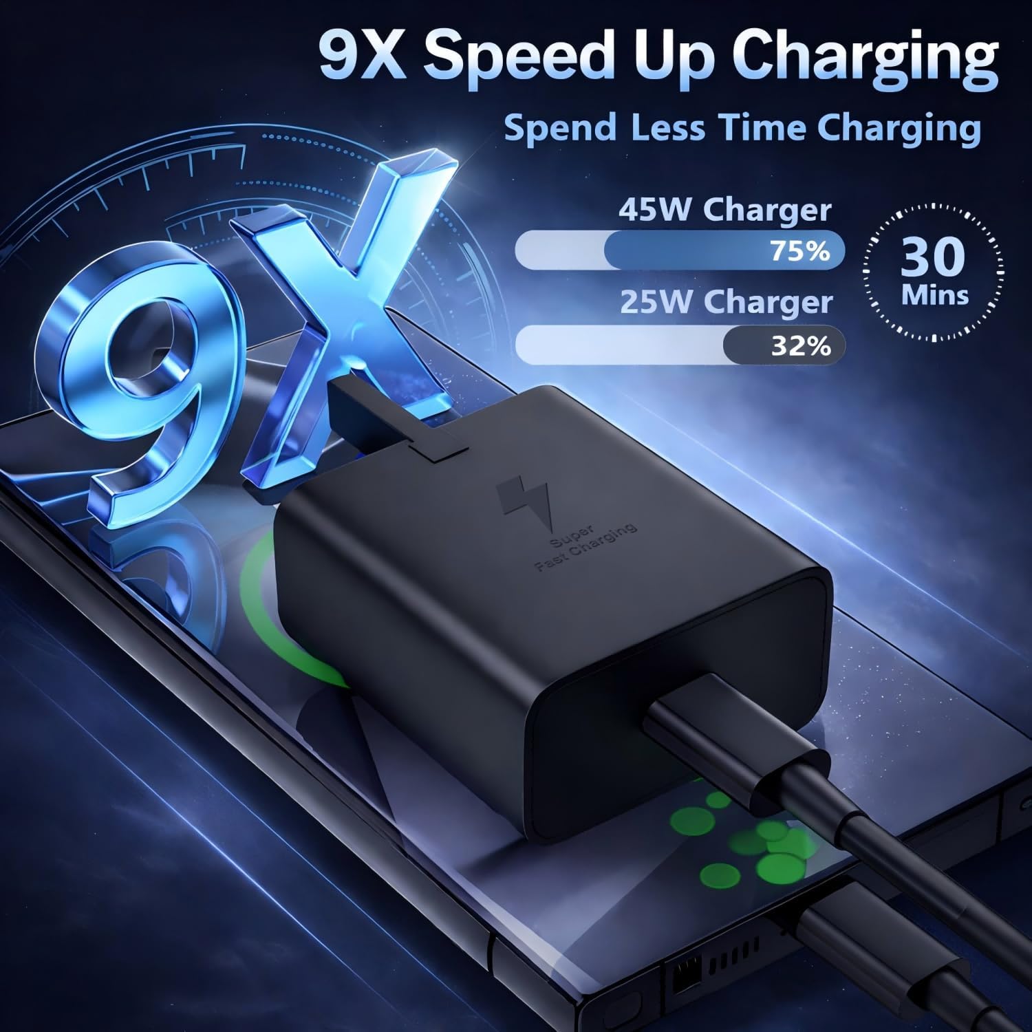 Thumbnail 1 de 45W USB-C Charger for Samsung Galaxy Series with 1m USB-C Cable