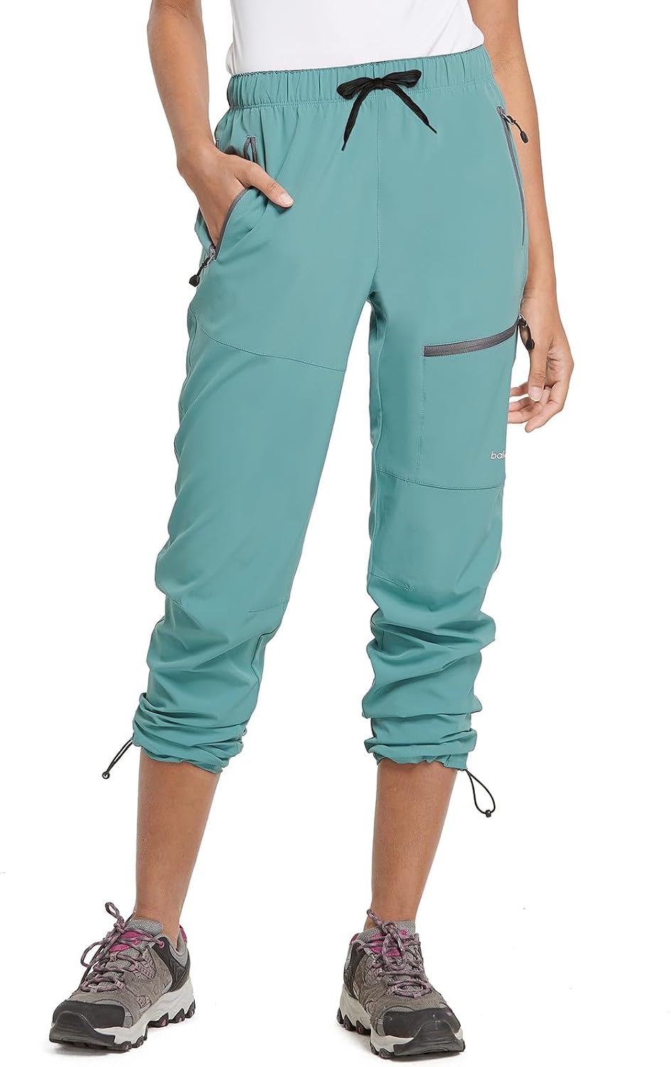 Detalle de Baleaf Damen Outdoorhose Wanderhose – Wasserdicht, schnelltrocknend, Capris mit UV-Schutz UPF 50+
