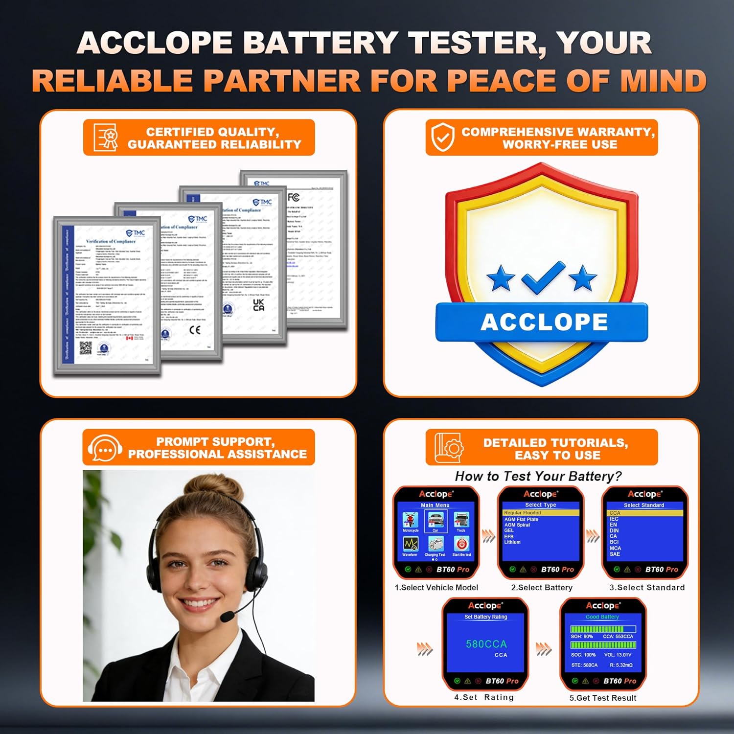 Thumbnail 3 de Acclope BT60 Pro Car Battery Tester 100–3000 CCA