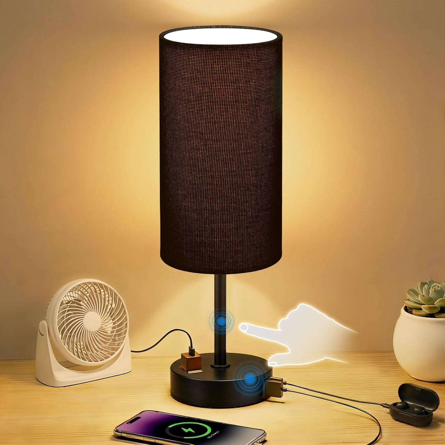Detalle de Fitfull Bedside Table Lamp with 6W LED Bulb