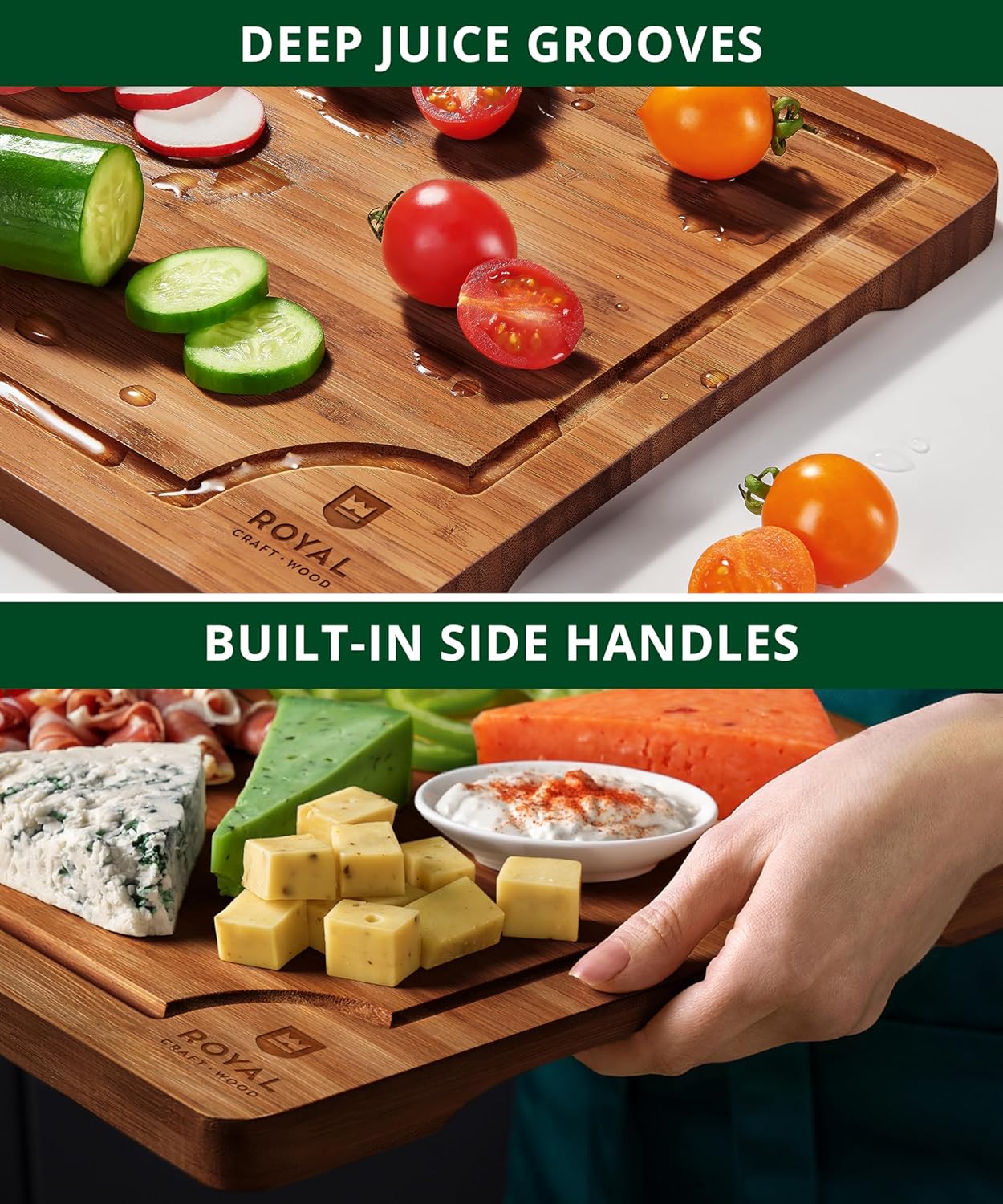 Thumbnail 4 de ROYAL CRAFT WOOD 3-Piece Bamboo Cutting Board Set 🍽