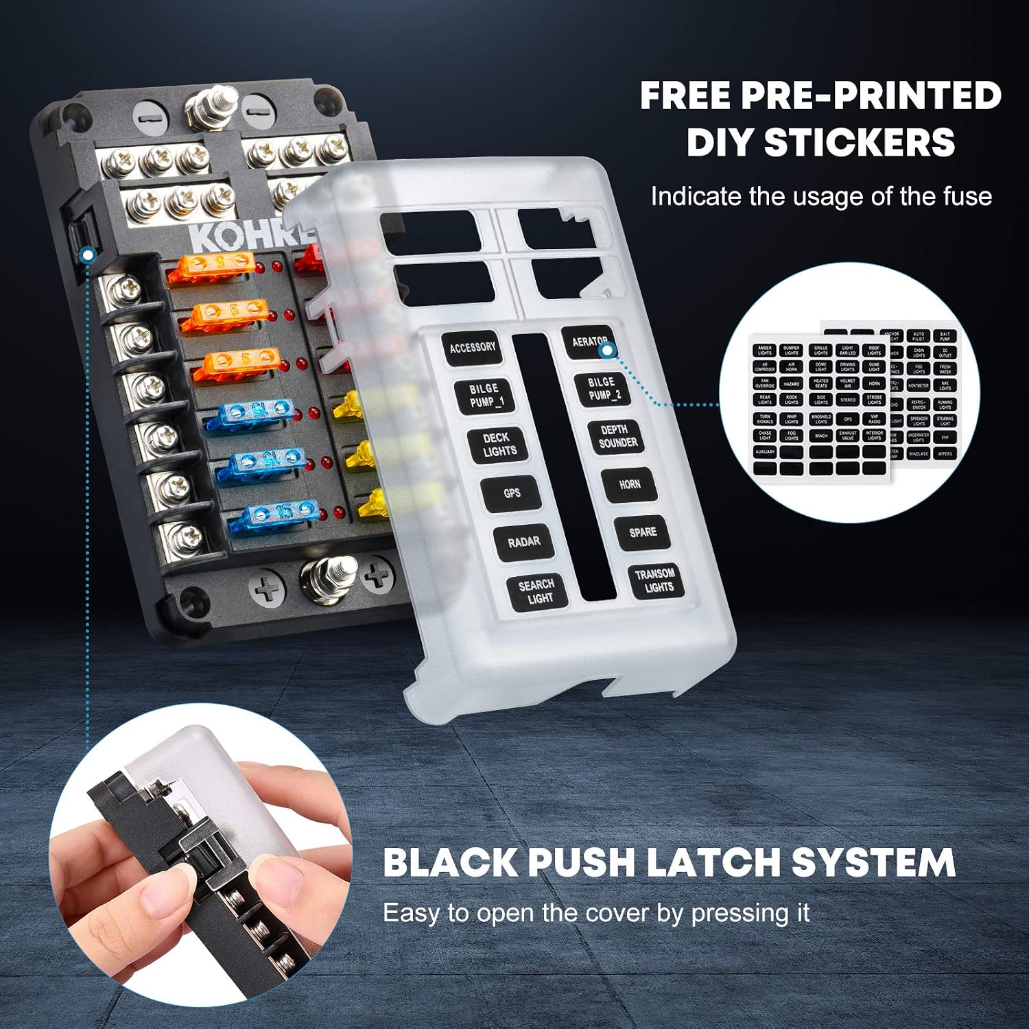 Detalle 2 de Kohree marine fuse block, 12-way